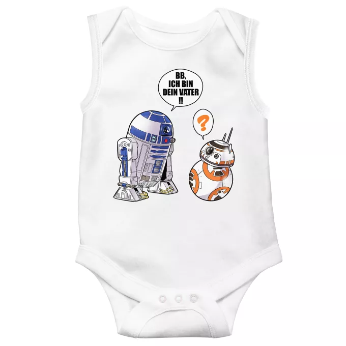 ärmelloser Baby Strampler Parodie auf Star Wars R2-D2 und BB-8