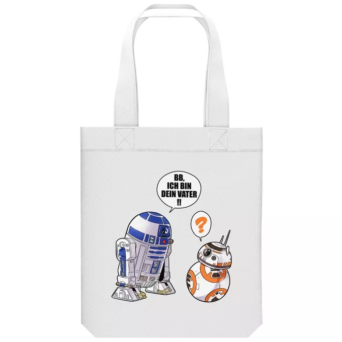 Shopper (Tote Bag) aus Bio-Baumwolle Parodie auf Star Wars R2-D2 und BB-8