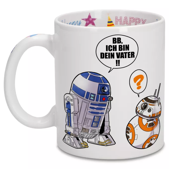 Geburtstag Tassen Parodie auf Star Wars R2-D2 und BB-8