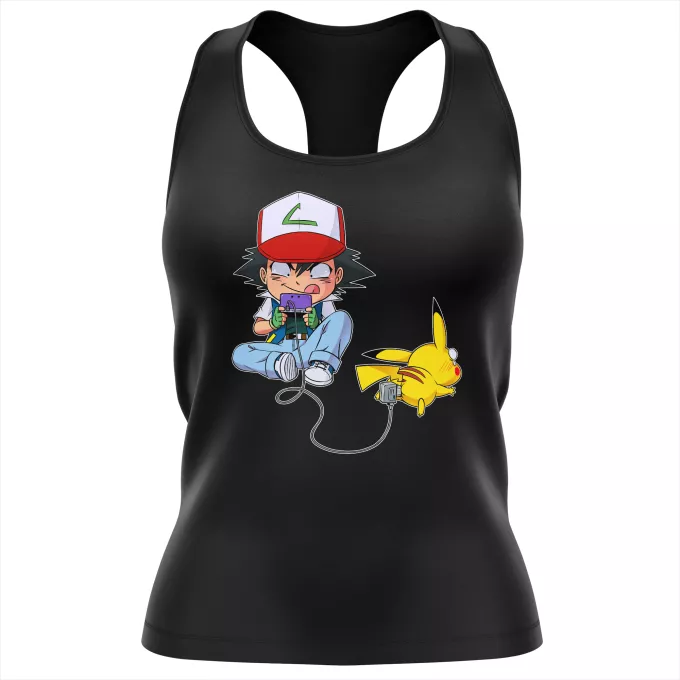 Camiseta Mujer sin mangas Parodia Pokémon Pikachu y Ash de Pokemon