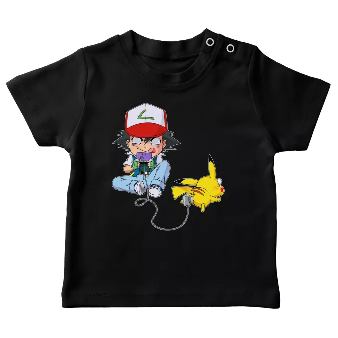 Camisetas bebé Parodia Pokémon Pikachu y Ash de Pokemon