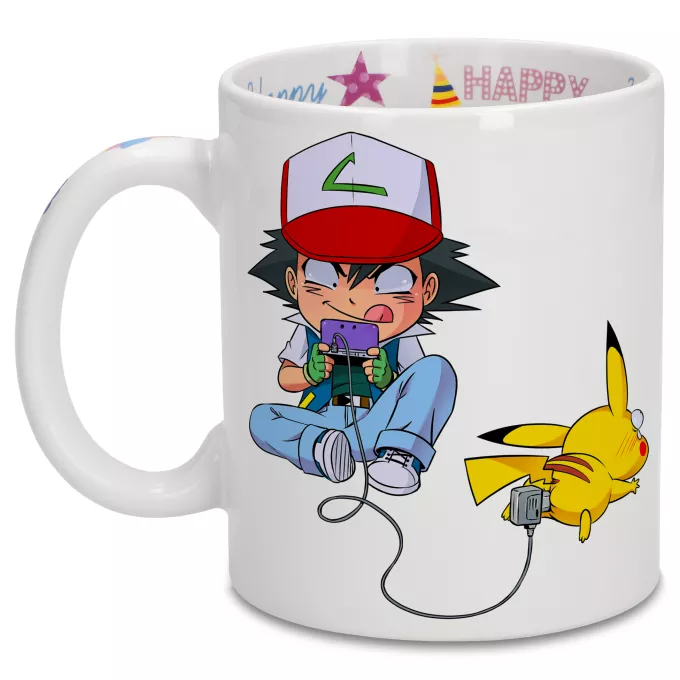 Tazas de cumpleaños Parodia Pokémon Pikachu y Ash de Pokemon
