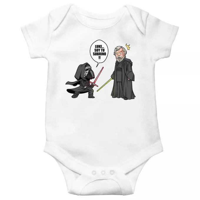 Traje de bebé de manga corta Parodia Star Wars Luke Skywalker y Kylo Ren