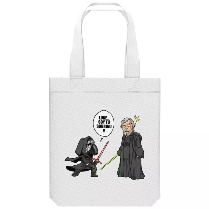 Bolsa (Tote Bag) de algodón orgánico Parodia Star Wars Luke Skywalker y Kylo Ren