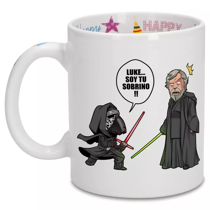 Tazas de cumpleaños Parodia Star Wars Luke Skywalker y Kylo Ren
