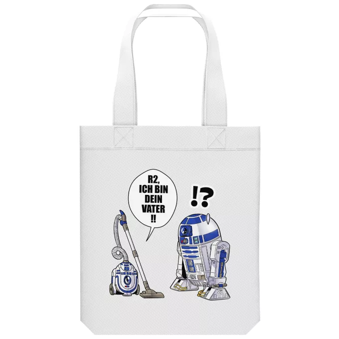 Shopper (Tote Bag) aus Bio-Baumwolle Parodie auf Star Wars R2-D2 - Ich Bin Dein Vater