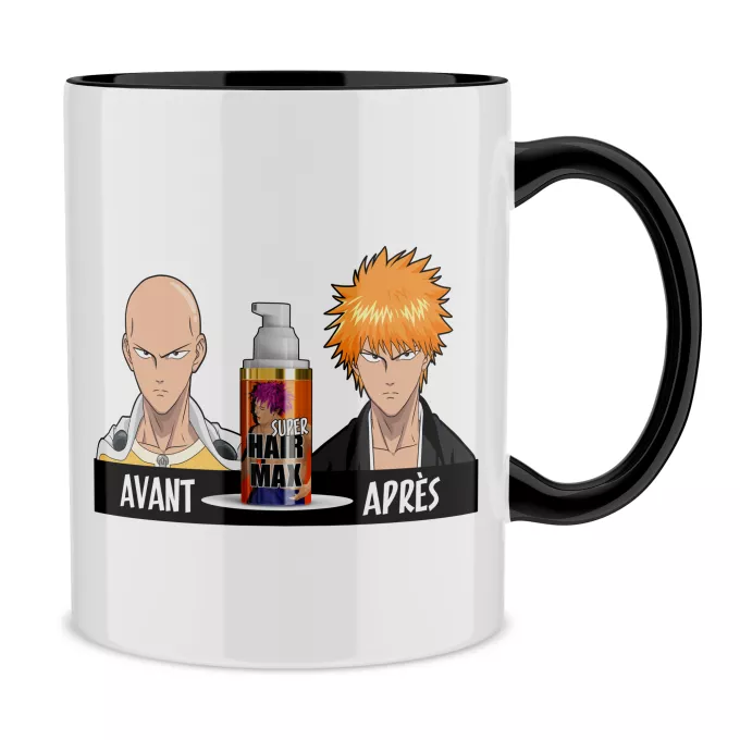 Mugs Parodie One-Punch Man La solution Miracle pour retrouver une belle chevelure... :) - Saitama, Ichigo Kurosaki