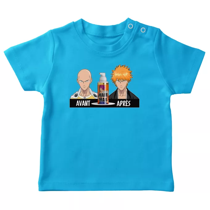 T-shirts bébé Parodie One-Punch Man La solution Miracle pour retrouver une belle chevelure... :) - Saitama, Ichigo Kurosaki