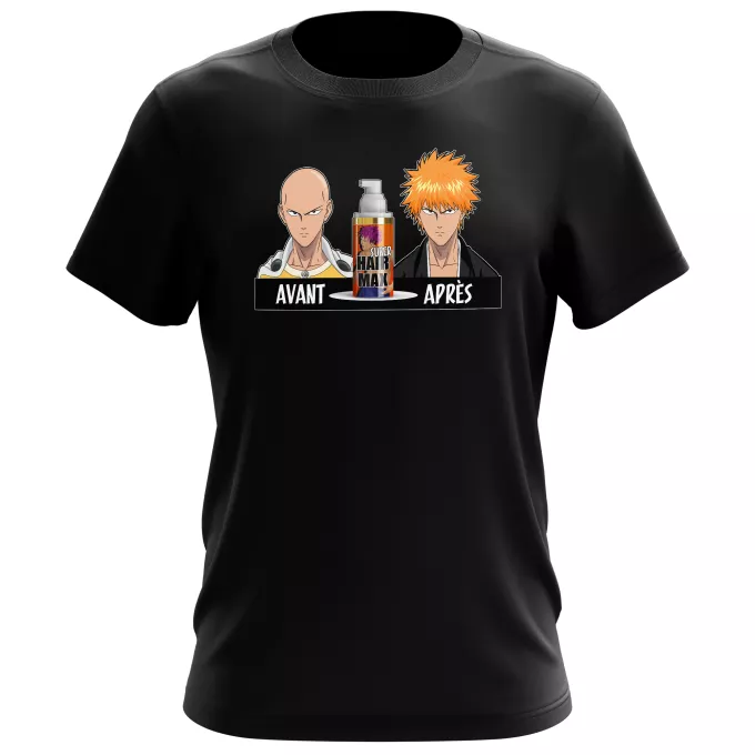T-shirts Hommes Parodie One-Punch Man La solution Miracle pour retrouver une belle chevelure... :) - Saitama, Ichigo Kurosaki