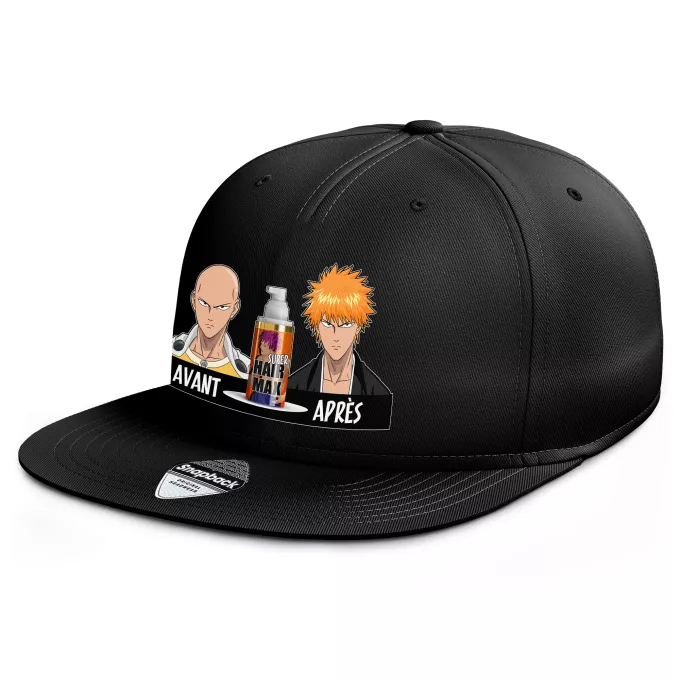 Casquette Rap Snapback Parodie One-Punch Man La solution Miracle pour retrouver une belle chevelure... :) - Saitama, Ichigo Kurosaki