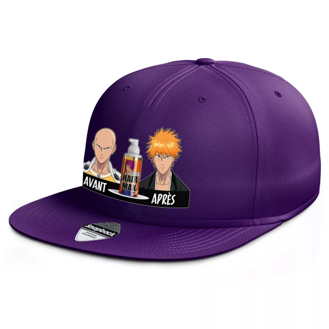 Casquette Rap Snapback Parodie One-Punch Man La solution Miracle pour retrouver une belle chevelure... :) - Saitama, Ichigo Kurosaki