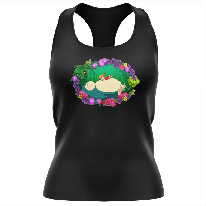Camiseta Mujer sin mangas Parodia Pokémon Snorlax y Chibi Misty