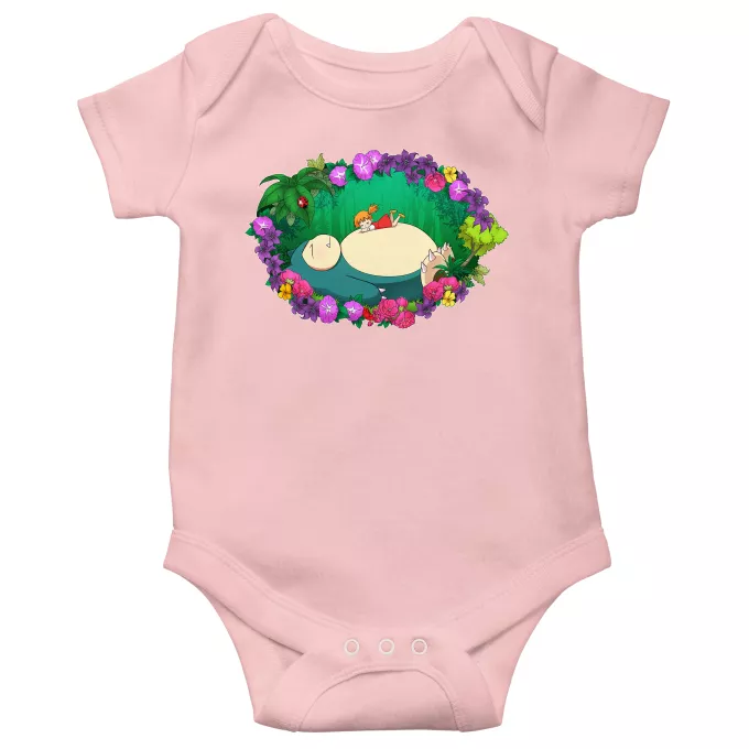 Body baby korta ärmar (flicka) Parodi Pokémon Snorlax och Chibi Misty