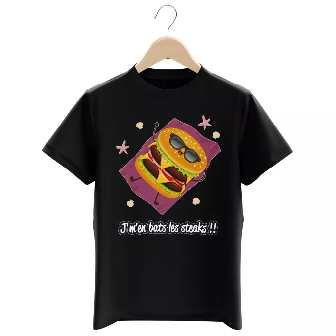 T-shirts Enfants Garçons Parodie Funny J'm'en bats les steaks !! - Humoristique - Collection Humour, Fun par Parogeek