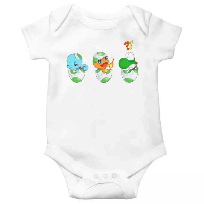 Body baby korta ärmar Parodi Pokémon Charmander, Squirtle och Yoshi