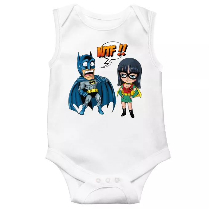 ärmelloser Baby Strampler Parodie auf One Piece Batman und Robin