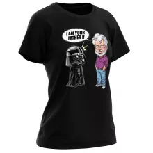Camiseta Mujer Darth Vader “Darth Vader y George Lucas - I am your Father” – Parodia de Star Wars
