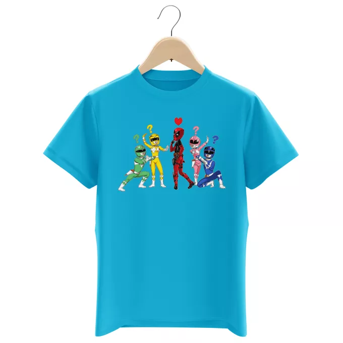 T-shirts crianças rapaz Paródia Deadpool Deadpool e Power Rangers
