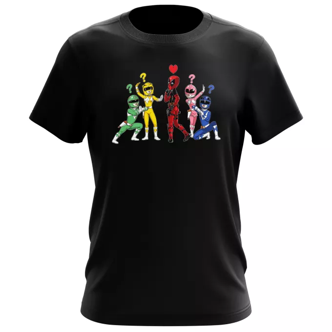 T-shirts de homem Paródia Deadpool Deadpool e Power Rangers