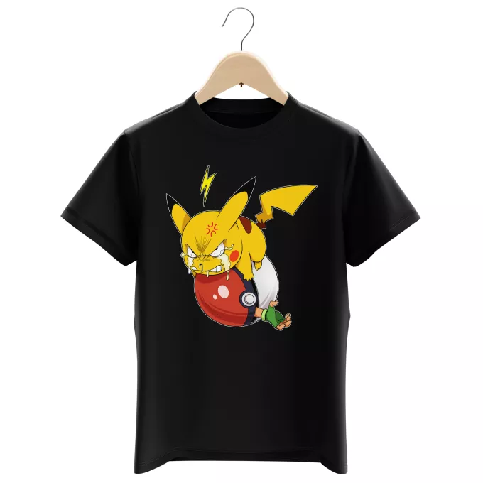 T-shirts crianças rapaz Paródia Pokémon Pikachu e Ash Ketchum