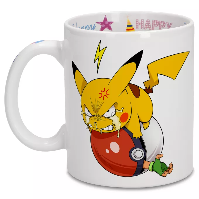 Canecas de aniversário Paródia Pokémon Pikachu e Ash Ketchum