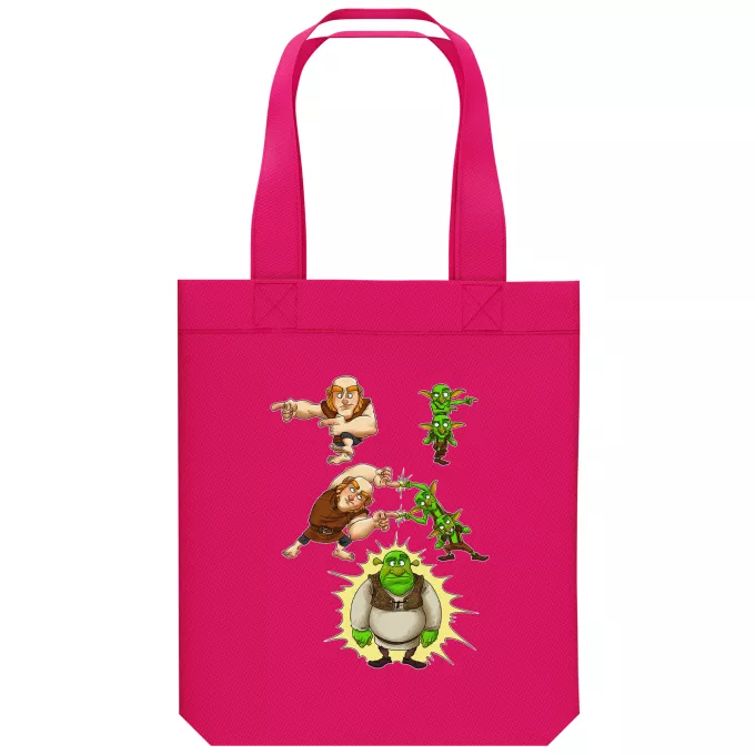 Borsa Tote Bag in cotone organico Paoridia Clash Royale I Gobelins, Giganti e Shrek