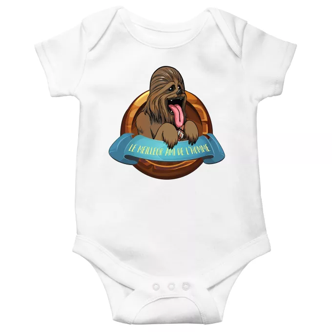 Body bébé manches courtes Parodie Star Wars Le Meilleur Ami de l'Homme... - Chewbacca