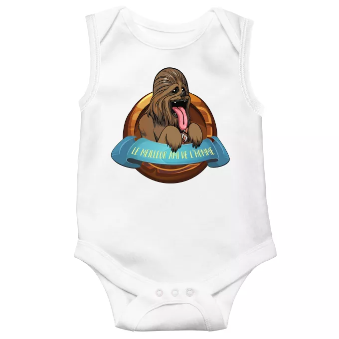 Body bébé sans manches Parodie Star Wars Le Meilleur Ami de l'Homme... - Chewbacca