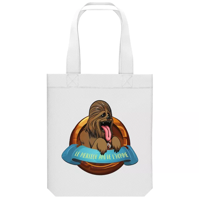 Sac Tote Bag en coton Bio Parodie Star Wars Le Meilleur Ami de l'Homme... - Chewbacca