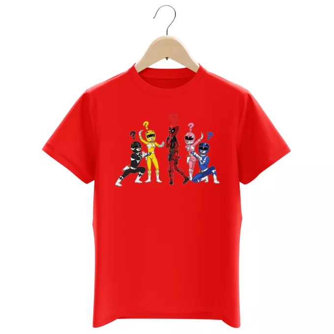 T-shirts Enfants Garçons Parodie Deadpool Force Rouge !! - Power Rangers Vs Deadpool