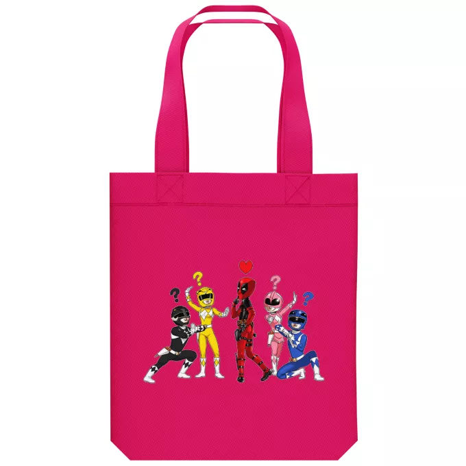 Ekologisk bomullsväska (Tote Bag) Parodi Deadpool Deadpool och Power Rangers