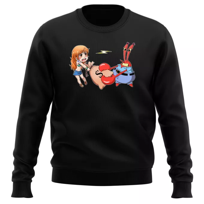 Sweatshirts Parodie auf One Piece Nami und Mr Krabs