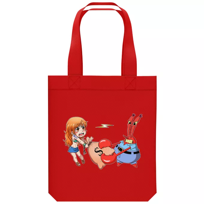 Sac Tote Bag en coton Bio Parodie One Piece Duel de pinces :) - Nami, Krabs
