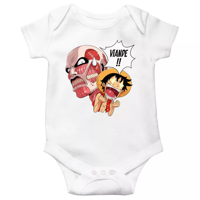 Fatinho de manga curta para bebé Paródia One Piece