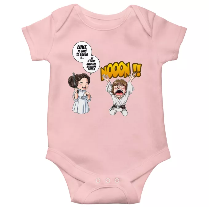 Body bébé manches courtes (Filles) Parodie Star Wars Luke Life Episode II : Une soeur indigne :) - Leila Skywalker