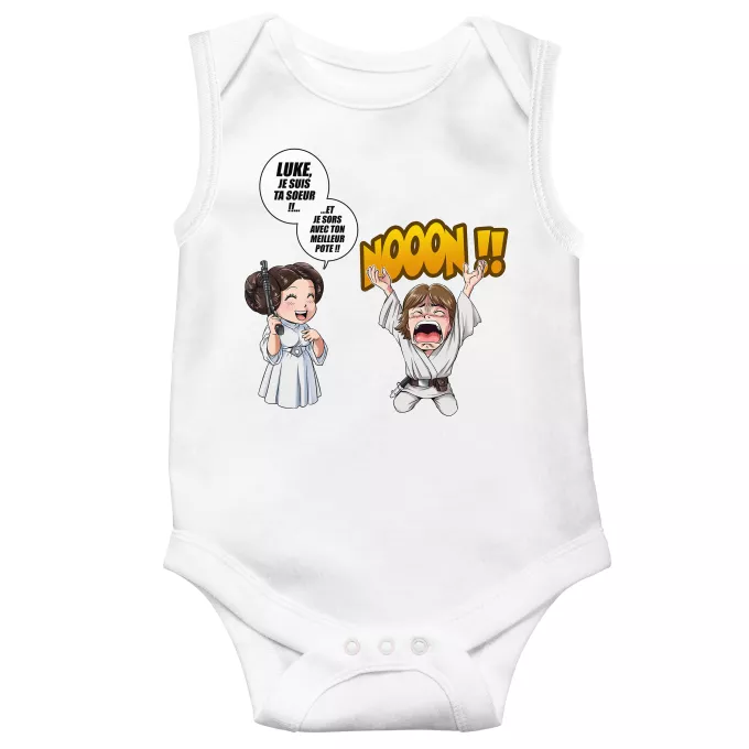 Body bébé sans manches Parodie Star Wars Luke Life Episode II : Une soeur indigne :) - Leila Skywalker
