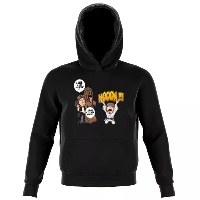 Sweat-shirts à Capuche Enfant Parodie Star Wars Luke Life Episode III : Un beauf carrément beauf :) - Luke Skywalker, Chewbacca, Han Solo
