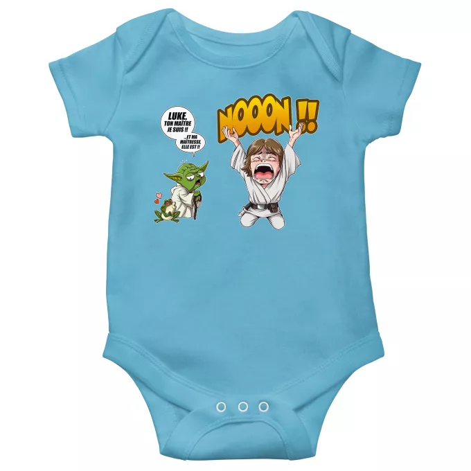 Body bébé manches courtes (garçons) Parodie Star Wars Luke Life Episode IV : le Maître... - Yoda, Luke Skywalker