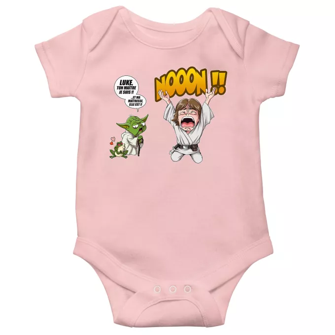 Body bébé manches courtes (Filles) Parodie Star Wars Luke Life Episode IV : le Maître... - Yoda, Luke Skywalker