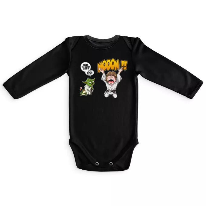 Body bébé manches longues Parodie Star Wars Luke Life Episode IV : le Maître... - Yoda, Luke Skywalker