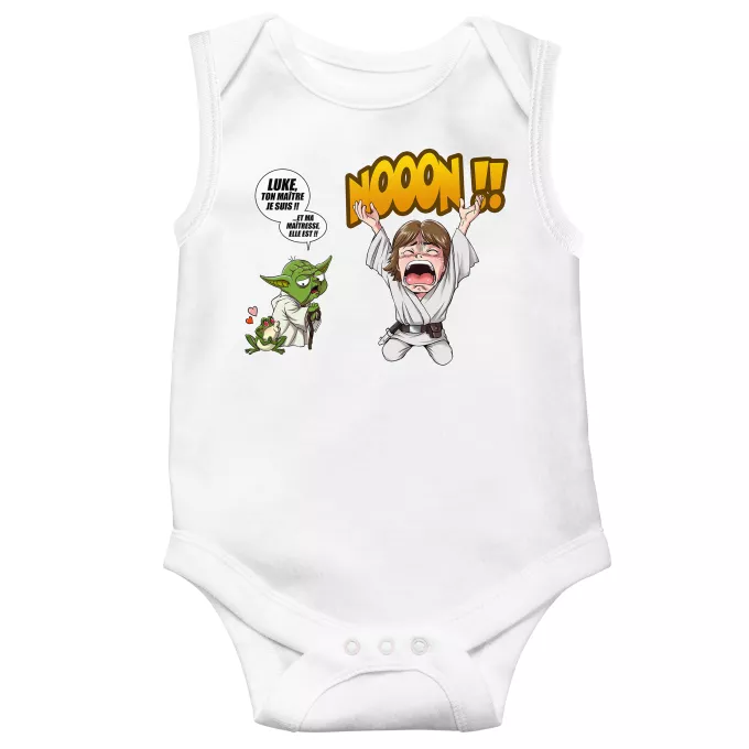 Body bébé sans manches Parodie Star Wars Luke Life Episode IV : le Maître... - Yoda, Luke Skywalker