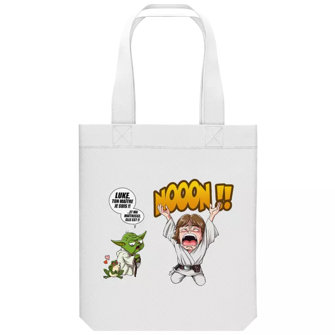 Sac Tote Bag en coton Bio Parodie Star Wars Luke Life Episode IV : le Maître... - Yoda, Luke Skywalker