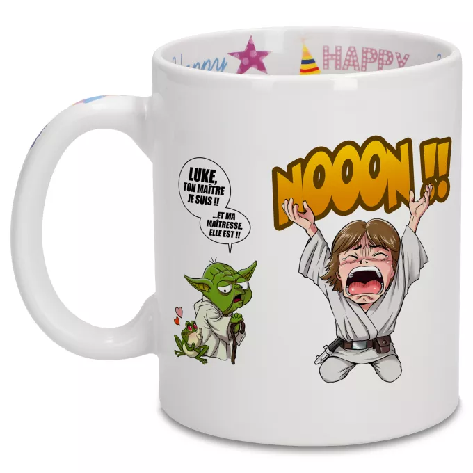 Mugs Anniversaire Parodie Star Wars Luke Life Episode IV : le Maître... - Yoda, Luke Skywalker