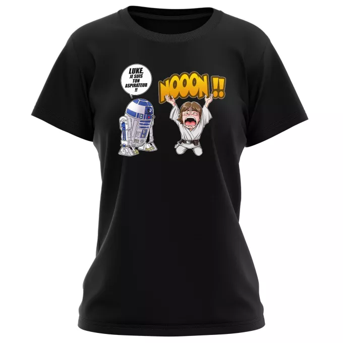 T-shirts Femmes Parodie Star Wars Luke Life Episode V : un robot...ménager !! - Luke Skywalker, R2-D2