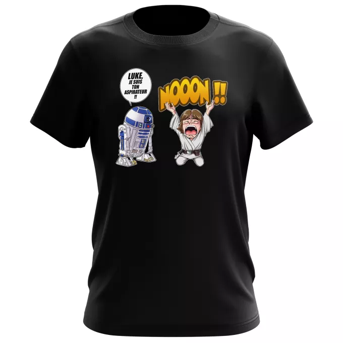 T-shirts Hommes Parodie Star Wars Luke Life Episode V : un robot...ménager !! - Luke Skywalker, R2-D2
