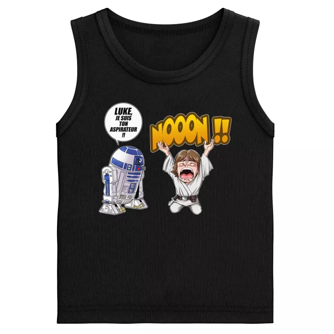 Débardeurs Enfants Garçons Parodie Star Wars Luke Life Episode V : un robot...ménager !! - Luke Skywalker, R2-D2