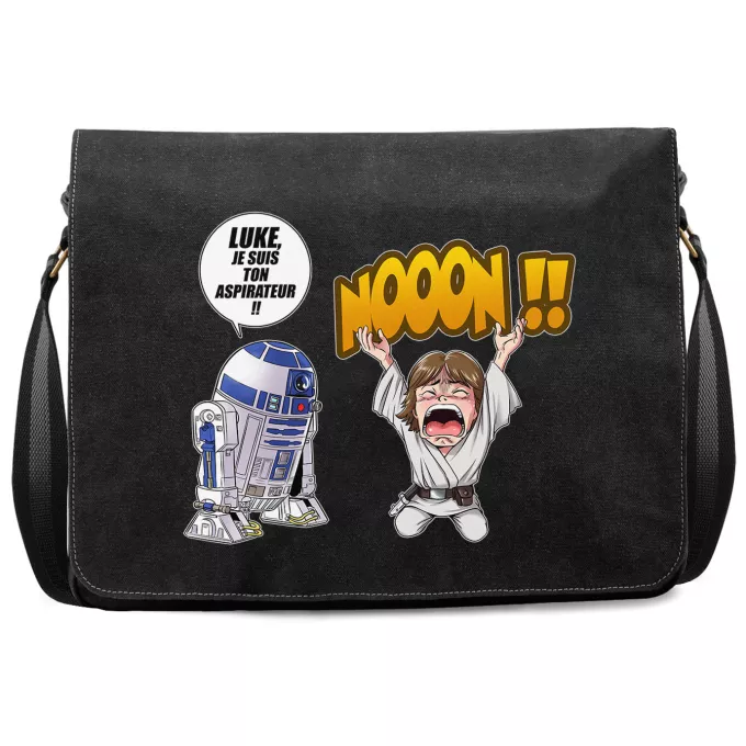 Sac à Bandoulière Premium Parodie Star Wars Luke Life Episode V : un robot...ménager !! - Luke Skywalker, R2-D2