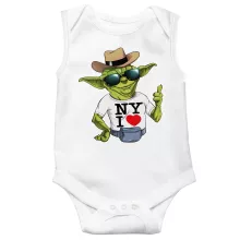 Body bebè senza maniche Yoda “New York I Love” – Parodia dei Star Wars