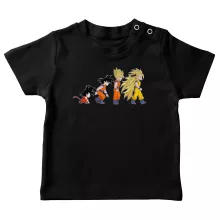 T-shirts para bebés Son Goku “A Teoria da Evolução Saiyajin” – Dragon Ball Z de parodia