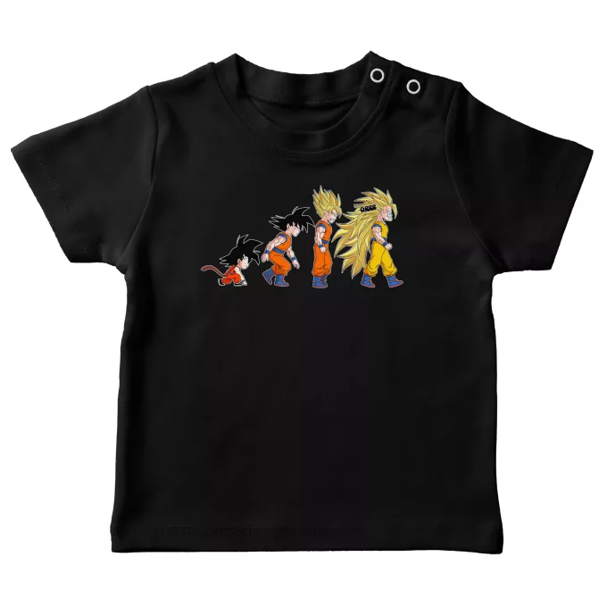 T-shirts para bebés Paródia Dragon Ball Z - DBZ Son Goku - A Teoria da Evolução Saiyajin